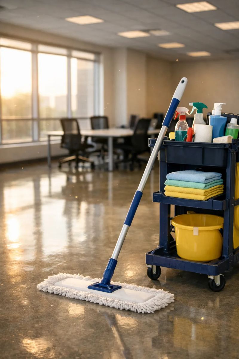 Cleaner vacuuming a hallway in a Birmingham property